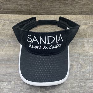 SANDIA Resort & Casino Sun Visor Hat Cap ADJUSTABLE Unisex Black Jersey